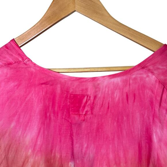 New CHASER Silky Satin Short Sleeve V-Neck Boxy Tee Prism Dye Rainbow Sz S - Picture 10 of 11